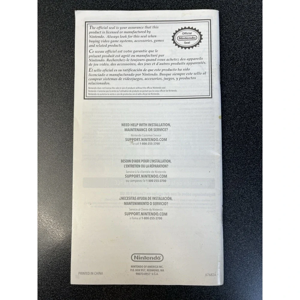 Wii Motion Plus Nintendo Operations Manual Only C/RVL-A-GL1-USZ